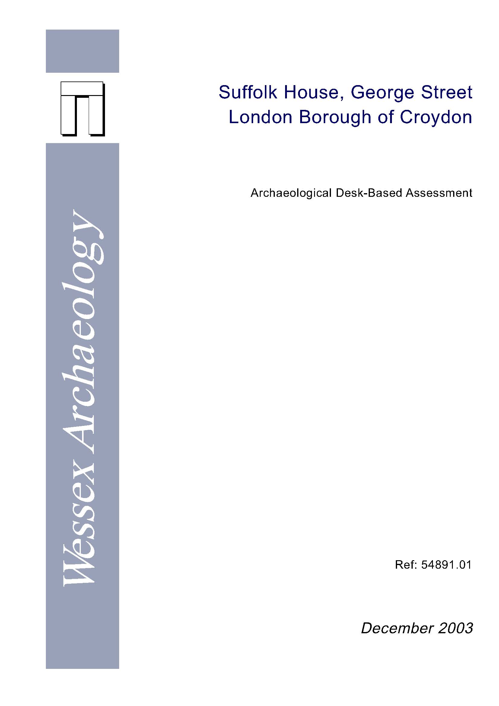 Thumbnail representing Suffolk House, George Street London Borough of Croydon - Archaeological Desk-Based Assessment